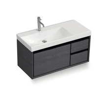Badmöbel-Set Sanox Loft BxHxT 101 x 52,5 x 46 cm Frontfarbe black oak 2-teilig mit Waschtisch Keramik Becken links