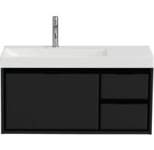 Badmöbel-Set Sanox Loft BxHxT 101 x 52,5 x 46 cm Frontfarbe schwarz matt 2-teilig mit Waschtisch Keramik Becken links