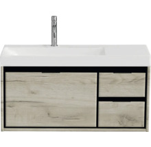 Waschtisch mit Holzdekor, Waschbecken und Armatur