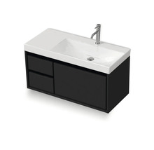 Badmöbel-Set Sanox Loft BxHxT 101 x 52,5 x 46 cm Frontfarbe schwarz matt 2-teilig mit Waschtisch Keramik Becken rechts