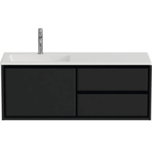 Badmöbel-Set Sanox Loft BxHxT 120,5 (60/60)) x 47 x 45,5 cm Frontfarbe schwarz matt 2-teilig mit Waschtisch Mineralguss Becken links