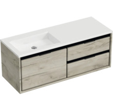 Meuble sous-lavabo avec deux tiroirs et lavabo encastré