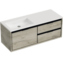 Waschtischunterschrank mit zwei Schubladen und eingelassenem Waschbecken
