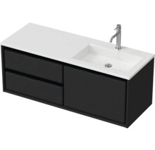 Badmöbel-Set Sanox Loft BxHxT 120,5 (60/60)) x 47 x 45,5 cm Frontfarbe schwarz matt 2-teilig mit Waschtisch Mineralguss Becken rechts