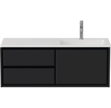 Badmöbel-Set Sanox Loft BxHxT 120,5 (60/60)) x 47 x 45,5 cm Frontfarbe schwarz matt 2-teilig mit Waschtisch Mineralguss Becken rechts
