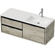 Meuble sous-lavabo avec deux tiroirs, lavabo et robinet
