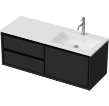 Badmöbel-Set Sanox Loft BxHxT 120,5 (60/60)) x 47 x 45,5 cm Frontfarbe schwarz matt 2-teilig mit Waschtisch Mineralguss Becken rechts weiß matt