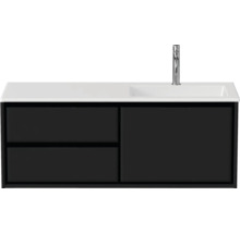 Badmöbel-Set Sanox Loft BxHxT 120,5 (60/60)) x 47 x 45,5 cm Frontfarbe schwarz matt 2-teilig mit Waschtisch Mineralguss Becken rechts weiß matt