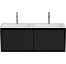 Waschtischunterschrank mit zwei Waschbecken und zwei Armaturen