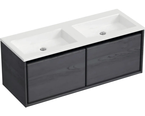 Waschtischunterschrank mit zwei Waschbecken und zwei Schubladen