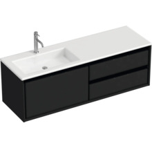 Badmöbel-Set Sanox Loft BxHxT 140,5 x 47 x 45,5 cm Frontfarbe schwarz matt 2-teilig mit Waschtisch Mineralguss Becken links