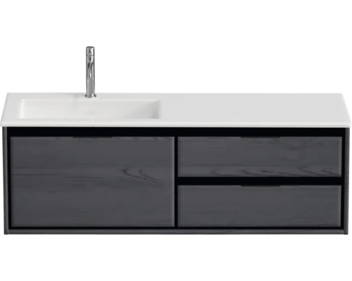 Badmöbel-Set Sanox Loft BxHxT 140,5 x 47 x 45,5 cm Frontfarbe black oak 2-teilig mit Waschtisch Mineralguss Becken links Badmöbel-Set Sanox Loft BxHxT 140,5 x 47 x 45,5 cm Frontfarbe black oak 2-teilig mit Waschtisch Mineralguss Becken links