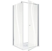 Duschtür mit Seitenwand SCHULTE Alexa Style 2.0 ExpressPlus 80 x 80 cm Profil aluminium Glasdekor Liane schmutzabweisende Glasbeschichtung Türanschlag links Türanschlag rechts