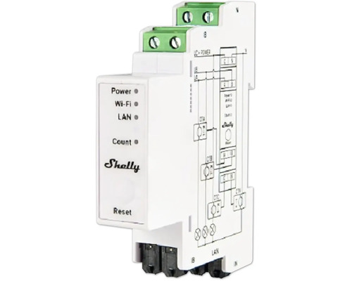 Shelly Pro 3EM compteur de courant avec 3 x bornes 120 A fonction de mesure WiFi Compteur d''énergie triphasé Shelly pour montage sur rail DIN