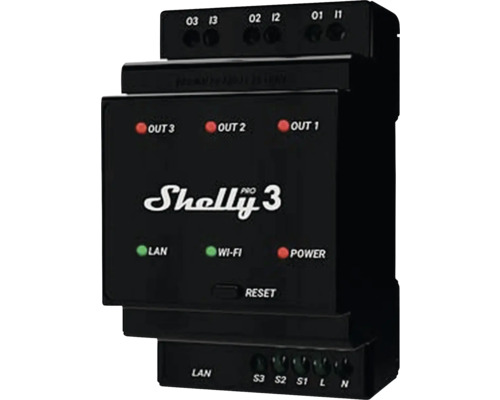 Shelly Pro 3 - Relais max. 48A 3 phases 3 canaux DIN WiFi LAN Bluetooth