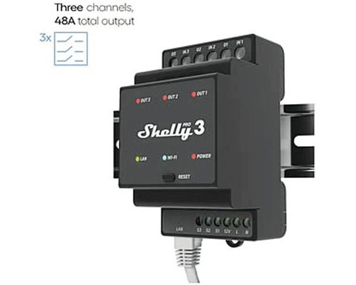 Shelly Pro 3 Smart Home Relais zur DIN-Schienenmontage
