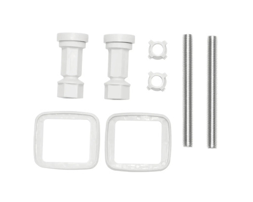 WC-Anschlussgarnitur mit zwei Ventilen, zwei Rosetten, zwei Muttern und zwei Gewindestangen