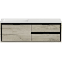 Badmöbel-Set Sanox Loft BxHxT 140,5 x 47 x 45,5 cm Frontfarbe craft oak 2-teilig mit Waschtisch Mineralguss Becken links weiß matt ohne Hahnloch