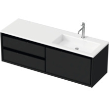 Badmöbel-Set Sanox Loft BxHxT 140,5 x 47 x 45,5 cm Frontfarbe schwarz matt 2-teilig mit Waschtisch Mineralguss Becken rechts