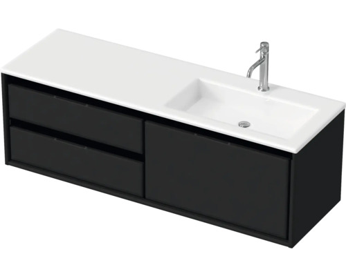Badmöbel-Set Sanox Loft BxHxT 140,5 x 47 x 45,5 cm Frontfarbe schwarz matt 2-teilig mit Waschtisch Mineralguss Becken rechts Badmöbel-Set Sanox Loft BxHxT 140,5 x 47 x 45,5 cm Frontfarbe schwarz matt 2-teilig mit Waschtisch Mineralguss Becken rechts