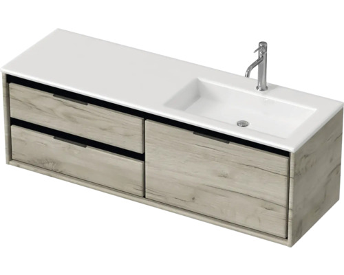 Badmöbel-Set Sanox Loft BxHxT 140,5 x 47 x 45,5 cm Frontfarbe craft oak 2-teilig mit Waschtisch Mineralguss Becken rechts Badmöbel-Set Sanox Loft BxHxT 140,5 x 47 x 45,5 cm Frontfarbe craft oak 2-teilig mit Waschtisch Mineralguss Becken rechts