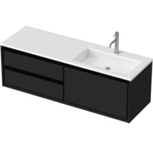 Badmöbel-Set Sanox Loft BxHxT 140,5 x 47 x 45,5 cm Frontfarbe schwarz matt 2-teilig mit Waschtisch Mineralguss Becken rechts weiß matt