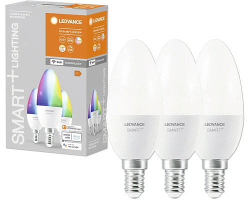 LEDVANCE Smart Plus Multicolor Leuchtmittel B 40 E14 im 3er-Pack