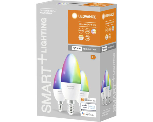 LEDVANCE Smart Plus Leuchtmittel Classic B 40 E14 Multicolor in der Verpackung