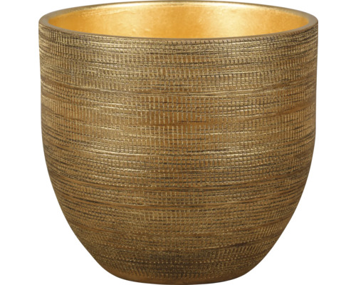 Blumentopf Passion for Pottery Steinzeug 39 x 39 x 35 cm braun Goldener Blumentopf mit Textur