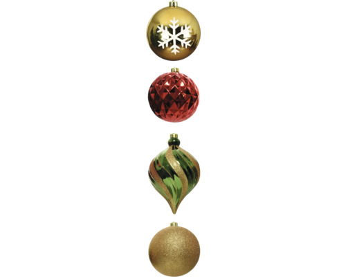 Lot de 6 boules de Noël en plastique Lafiora vert, rouge Lot de 6 boules de Noël en plastique Lafiora vert, rouge