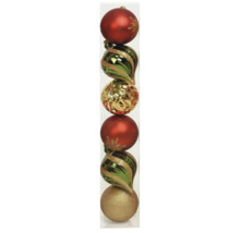 Paquet de six boules de Noël de différentes formes et couleurs