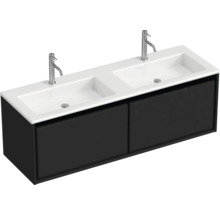 Waschtischunterschrank mit zwei Waschbecken und Armaturen