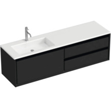 Badmöbel-Set Sanox Loft BxHxT 160,5 x 47 x 45,5 cm Frontfarbe schwarz matt 2-teilig mit Waschtisch Mineralguss Becken links