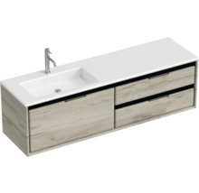 Waschtisch mit Unterschrank, Holzdekor und Aufsatzwaschbecken
