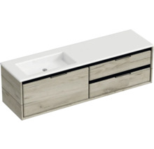 Badmöbel-Set Sanox Loft BxHxT 160,5 x 47 x 45,5 cm Frontfarbe craft oak 2-teilig mit Waschtisch Mineralguss Becken links weiß matt ohne Hahnloch