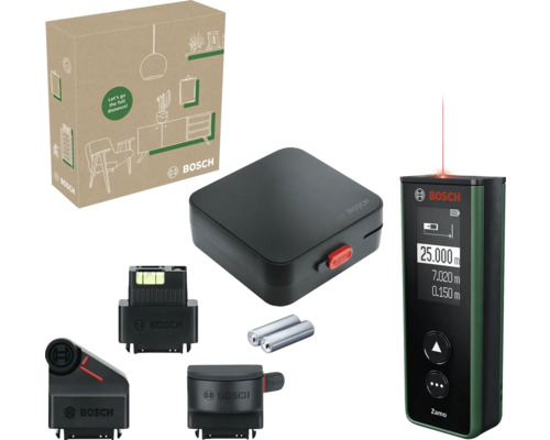 Digitaler Laser-Entfernungsmesser Bosch Zamo Set mit drei Adaptern inkl. 2 x 1,5-V Batterien (AAA)