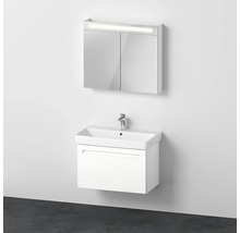 Meuble de salle de bains 3 pièces DURAVIT No.1 80 x 200 x 45 cm façade blanc avec vasque en céramique blanc avec lavabo sous-vasque armoire de toilette lumineuse N10169018180000