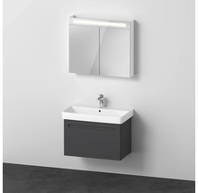 Meuble de salle de bains 3 pièces DURAVIT No.1 80 x 200 x 45 cm façade graphite avec vasque en céramique blanc avec lavabo sous-vasque armoire de toilette lumineuse N10169049490000