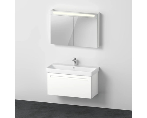 Badmöbel-Set DURAVIT No.1 BxHxT 100 x 200 x 45 cm Frontfarbe weiß mit Waschtisch weiß und Waschtischunterschrank Spiegelschrank mit LED-Beleuchtung N10184018180000 Badezimmer Waschbeckenunterschrank mit Spiegelschrank und Armatur