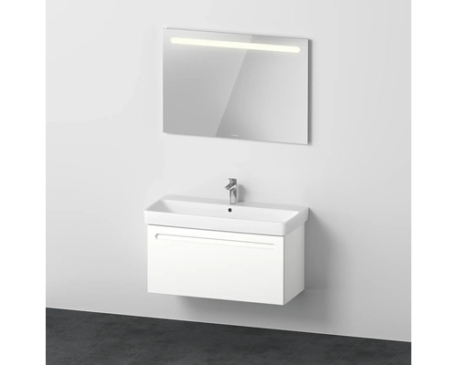 Badmöbel-Set DURAVIT No.1 BxHxT 100 x 200 x 45 cm Frontfarbe weiß mit Waschtisch weiß und Waschtischunterschrank Spiegel mit LED-Beleuchtung N10185018180000 Badezimmer mit Waschbeckenunterschrank, Aufsatzwaschbecken, Armatur und Spiegel mit Beleuchtung
