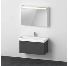 Badmöbel-Set DURAVIT No.1 BxHxT 100 x 200 x 45 cm Frontfarbe graphit mit Waschtisch weiß und Waschtischunterschrank Spiegelschrank mit LED-Beleuchtung N10186049490000