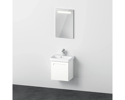Badmöbel-Set DURAVIT No.1 BxHxT 50 x 200 x 39 cm Frontfarbe weiß mit Waschtisch weiß und Waschtischunterschrank Türanschlag links Spiegel mit LED-Beleuchtung N10151L18180000 Badezimmer mit Waschtisch inklusive Unterschrank und beleuchtetem Spiegel