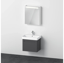 Meuble de salle de bains 3 pièces DURAVIT No.1 65 x 200 x 45 cm façade graphite avec vasque en céramique blanc avec lavabo sous-vasque armoire de toilette lumineuse N10157L49490000