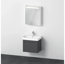 Meuble de salle de bains 3 pièces DURAVIT No.1 65 x 200 x 45 cm façade graphite avec vasque en céramique blanc avec lavabo sous-vasque armoire de toilette lumineuse N10167R49490000
