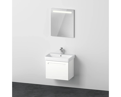 Badmöbel-Set DURAVIT No.1 BxHxT 65 x 200 x 45 cm Frontfarbe weiß mit Waschtisch weiß und Waschtischunterschrank Spiegel mit LED-Beleuchtung N10156018180000 Waschtischkombination mit Spiegelschrank im Badezimmer