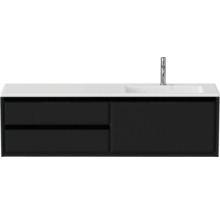 Badmöbel-Set Sanox Loft BxHxT 160,5 x 47 x 45,5 cm Frontfarbe schwarz matt 2-teilig mit Waschtisch Mineralguss Becken rechts