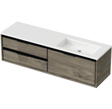 Meuble sous-lavabo avec lavabo et deux tiroirs aspect bois