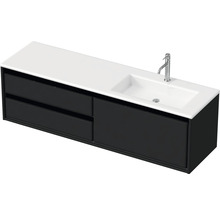 Badmöbel-Set Sanox Loft BxHxT 160,5 x 47 x 45,5 cm Frontfarbe schwarz matt 2-teilig mit Waschtisch Mineralguss Becken rechts weiß matt