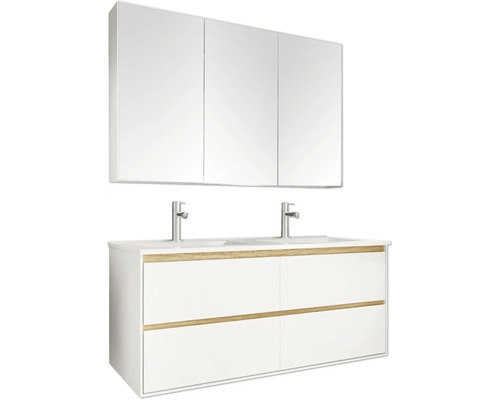 Badmöbel-Set Differnz Providence BxHxT 123 x 55 x 78 cm Frontfarbe weiß mit Waschtisch Keramik weiß