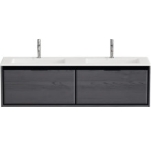 Doppelwaschtischunterschrank mit zwei Waschbecken und zwei Armaturen